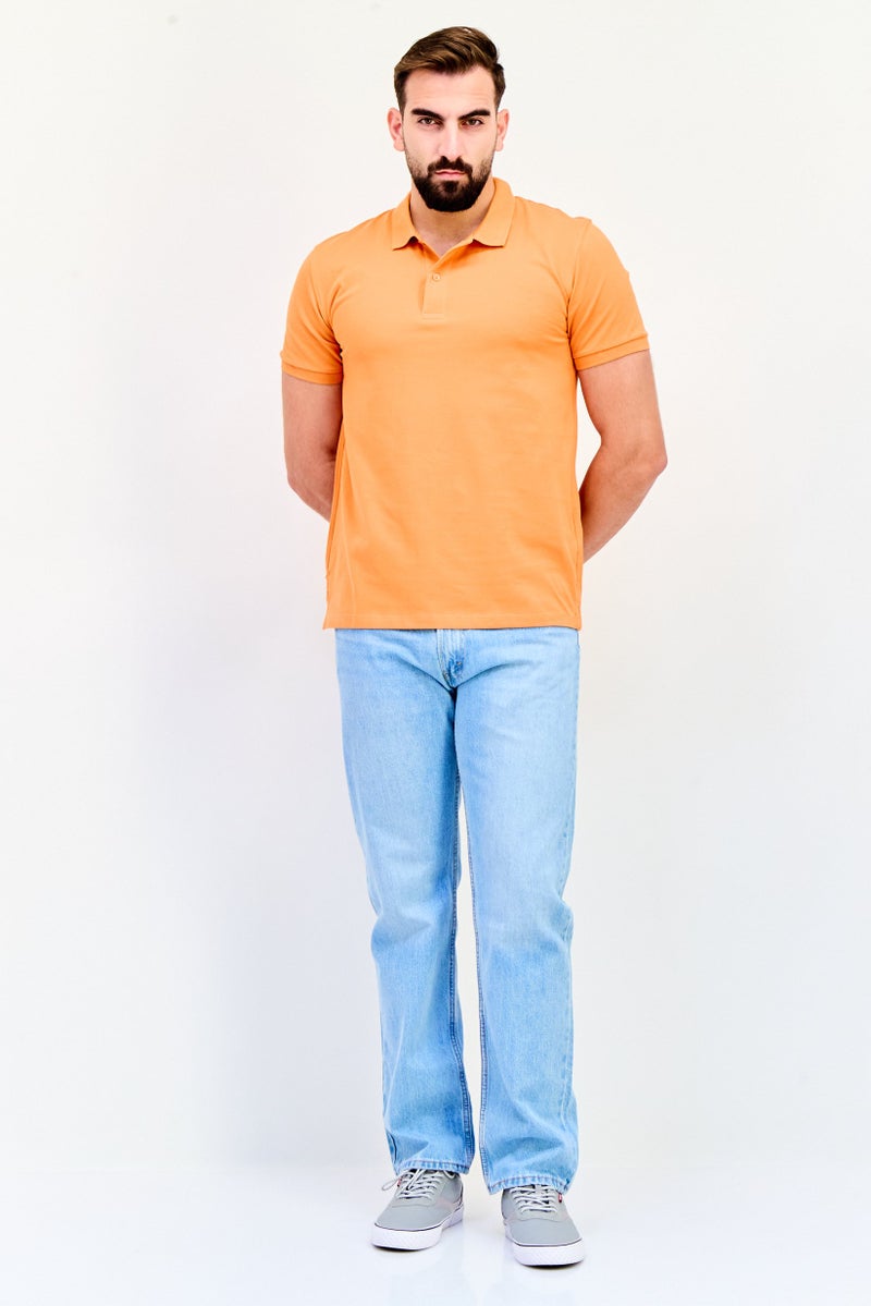 Celio Men Regular Fit Solid Shot Sleeve Polo Shirt, Rust - Image 2